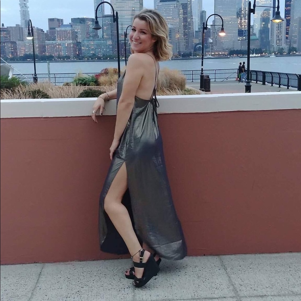 Free People Sheer Gold Gown